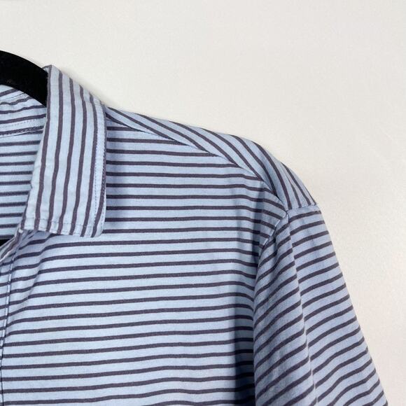 Johnnie-O Mens Large Blue Pencil Striped Original Cotton Polo Chest Pocket Golf - Picture 5 of 11